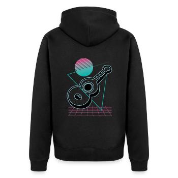 Ukulelen Vitage - Unisex Premium Bio Zip Hoodie - Schwarz - Hinten - Nico (187cm)