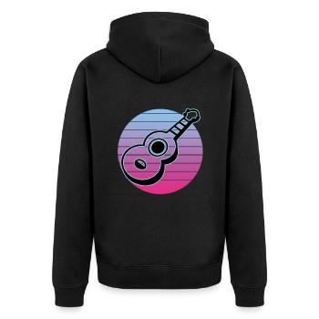 Ukulelen Vitage - Unisex Premium Bio Zip Hoodie - Schwarz - Hinten - Nico (187cm)