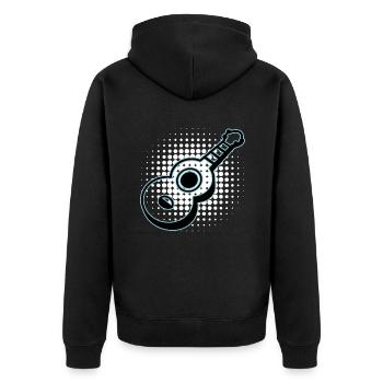 Ukulelen Vitage - Unisex Premium Bio Zip Hoodie - Schwarz - Hinten - Nico (187cm)