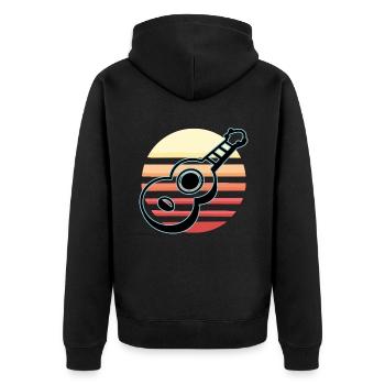 Ukulelen Vitage - Unisex Premium Bio Zip Hoodie - Schwarz - Hinten - Nico (187cm)