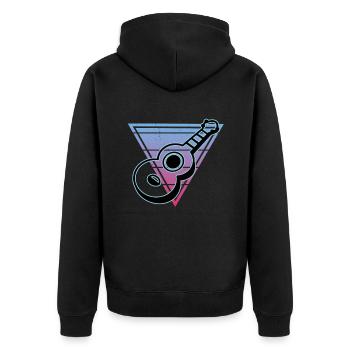 Ukulelen Vitage - Unisex Premium Bio Zip Hoodie - Schwarz - Hinten - Nico (187cm)