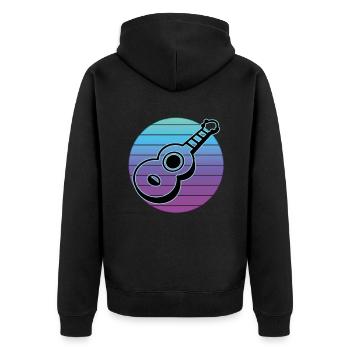 Ukulelen Vitage - Unisex Premium Bio Zip Hoodie - Schwarz - Hinten - Nico (187cm)