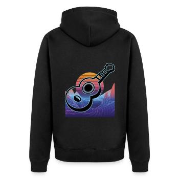 Ukulelen Vitage - Unisex Premium Bio Zip Hoodie - Schwarz - Hinten - Nico (187cm)