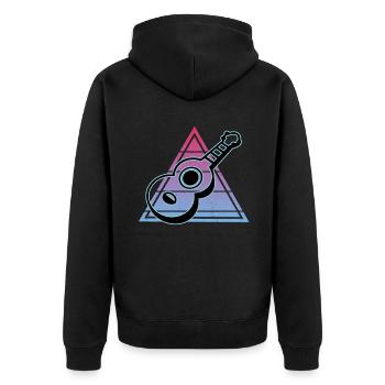 Ukulelen Vitage - Unisex Premium Bio Zip Hoodie - Schwarz - Hinten - Nico (187cm)