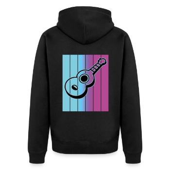 Ukulelen Vitage - Unisex Premium Bio Zip Hoodie - Schwarz - Hinten - Nico (187cm)