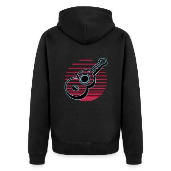 Ukulelen Vitage - Unisex Premium Bio Zip Hoodie - Schwarz - Hinten - Nico (187cm)