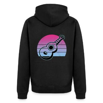 Ukulelen Vitage - Unisex Premium Bio Zip Hoodie - Schwarz - Hinten - Nico (187cm)