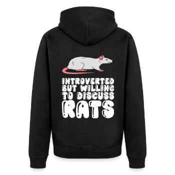 Introvertiert Über Ratten Zu Sprechen - Unisex Premium Bio Zip Hoodie - Schwarz - Hinten - Nico (187cm)