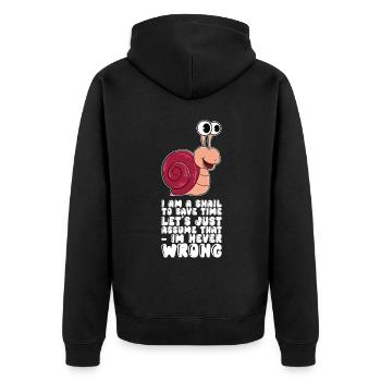 Ich Bin Eine Schnecke - Unisex Premium Bio Zip Hoodie - Schwarz - Hinten - Nico (187cm)