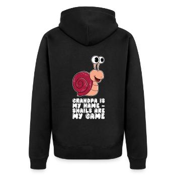 Opa Ist Mein Name Schnecken - Unisex Premium Bio Zip Hoodie - Schwarz - Hinten - Nico (187cm)
