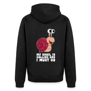 My snail is calling and I have to go - Unisex Premium Organic Zip Hoodie - black - Back - Nico (187cm)