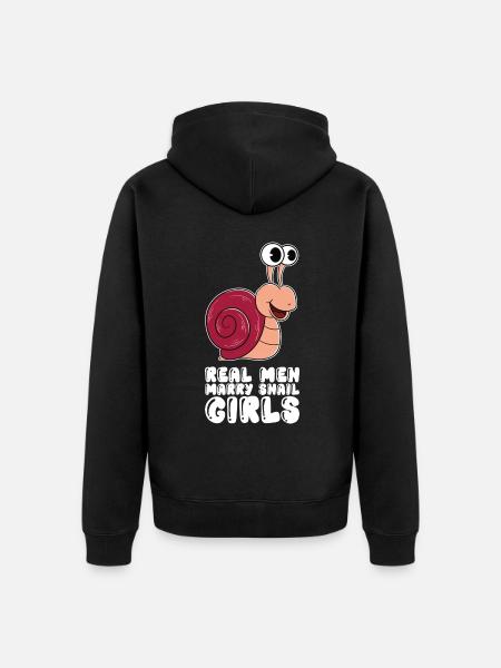 Real Men Marry Snail Girls - Unisex Premium Organic Zip Hoodie - black