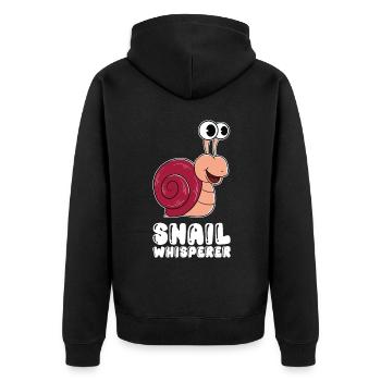 Snail Whisperer - Unisex Premium Organic Zip Hoodie - black - Back - Nico (187cm)