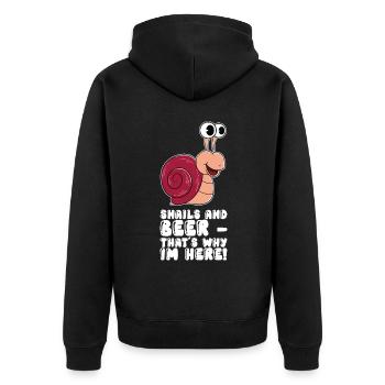Des escargots et de la bière C’est pourquoi je suis ici - Veste à capuche bio Premium Unisexe - noir - Dos - Nico (187cm)