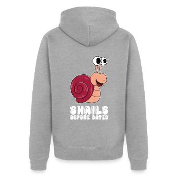 Snails before dates - Unisex Premium Organic Zip Hoodie - heather grey - Back - Nico (187cm)