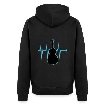 Kontrabass - Unisex Premium Bio Zip Hoodie - Schwarz - Hinten - Nico (187cm)