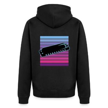 Harmonica - Unisex Premium Organic Zip Hoodie - black - Back - Nico (187cm)