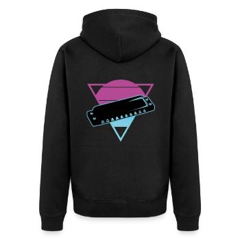 Harmonica - Unisex Premium Organic Zip Hoodie - black - Back - Nico (187cm)