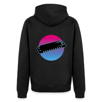 Harmonica - Unisex Premium Organic Zip Hoodie - black - Back - Nico (187cm)