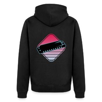 Harmonica - Unisex Premium Organic Zip Hoodie - black - Back - Nico (187cm)
