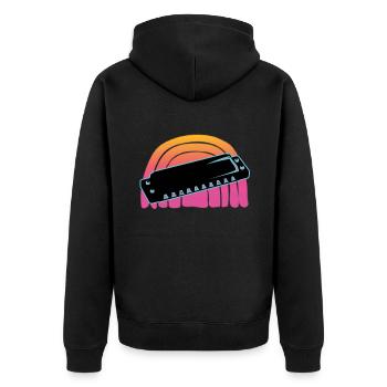 Harmonica - Unisex Premium Organic Zip Hoodie - black - Back - Nico (187cm)