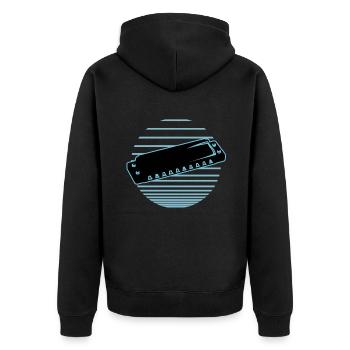 Harmonica - Unisex Premium Organic Zip Hoodie - black - Back - Nico (187cm)