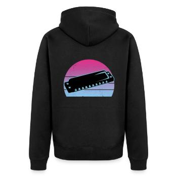 Harmonica - Unisex Premium Organic Zip Hoodie - black - Back - Nico (187cm)
