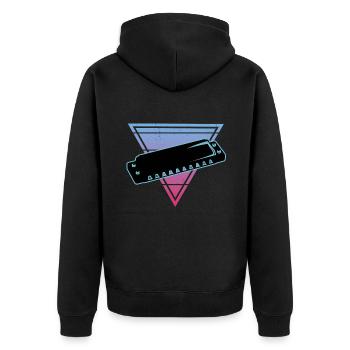 Harmonica - Unisex Premium Organic Zip Hoodie - black - Back - Nico (187cm)