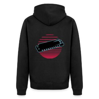 Harmonica - Unisex Premium Organic Zip Hoodie - black - Back - Nico (187cm)