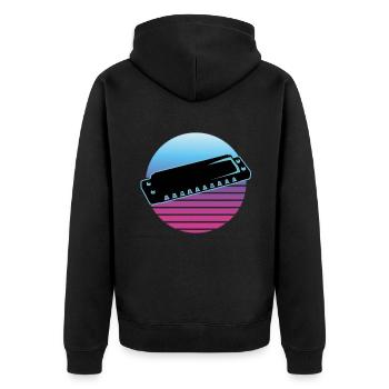 Harmonica - Unisex Premium Organic Zip Hoodie - black - Back - Nico (187cm)