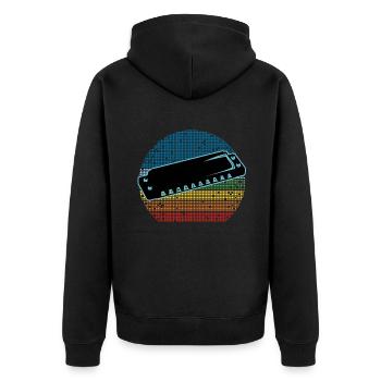 Harmonica - Unisex Premium Organic Zip Hoodie - black - Back - Nico (187cm)