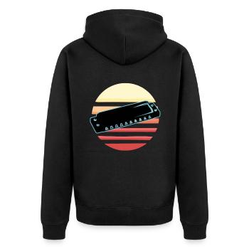 Harmonica - Unisex Premium Organic Zip Hoodie - black - Back - Nico (187cm)