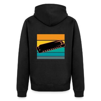 Harmonica - Unisex Premium Organic Zip Hoodie - black - Back - Nico (187cm)