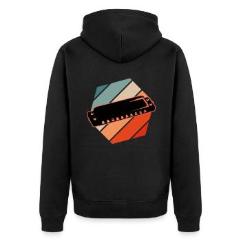 Harmonica - Unisex Premium Organic Zip Hoodie - black - Back - Nico (187cm)