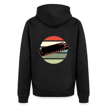 Harmonica - Unisex Premium Organic Zip Hoodie - black - Back - Nico (187cm)