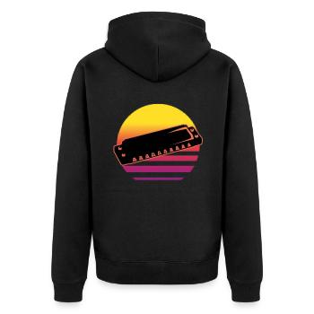 Harmonica - Unisex Premium Organic Zip Hoodie - black - Back - Nico (187cm)