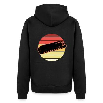 Harmonica - Unisex Premium Organic Zip Hoodie - black - Back - Nico (187cm)