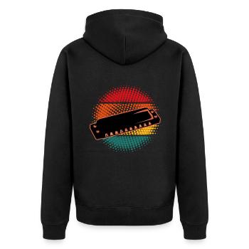 Harmonica - Unisex Premium Organic Zip Hoodie - black - Back - Nico (187cm)