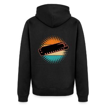 Harmonica - Unisex Premium Organic Zip Hoodie - black - Back - Nico (187cm)
