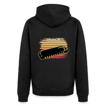 Harmonica - Unisex Premium Organic Zip Hoodie - black - Back - Nico (187cm)