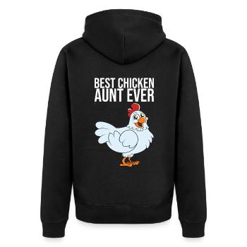 Best Chicken Aunt Ever - Unisex Premium Bio Zip Hoodie - Schwarz - Hinten - Nico (187cm)