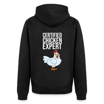 Certified Chicken Expert - Unisex Premium Bio Zip Hoodie - Schwarz - Hinten - Nico (187cm)