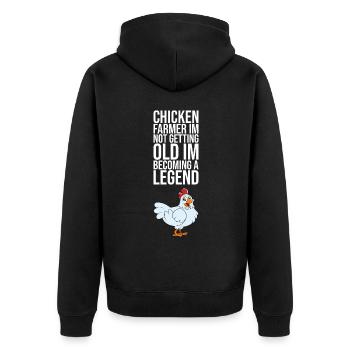 Un éleveur de poulet dans le besoin vieillit - Veste à capuche bio Premium Unisexe - noir - Dos - Nico (187cm)