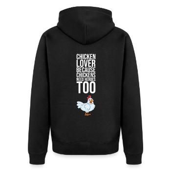 Amateur de poulet parce que les poulets ont aussi besoin de héros - Veste à capuche bio Premium Unisexe - noir - Dos - Nico (187cm)