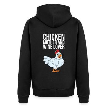 Mère de poulet et amateur de vin - Veste à capuche bio Premium Unisexe - noir - Dos - Nico (187cm)