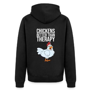 Les poulets mieux que la thérapie - Veste à capuche bio Premium Unisexe - noir - Dos - Nico (187cm)