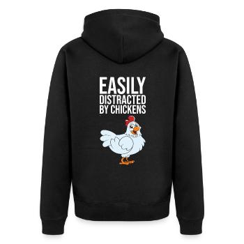 Facilement distrait par les poulets - Veste à capuche bio Premium Unisexe - noir - Dos - Nico (187cm)