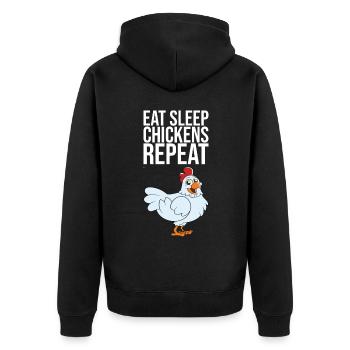 Eat Sleep Chickens Repeat - Unisex Premium Organic Zip Hoodie - black - Back - Nico (187cm)