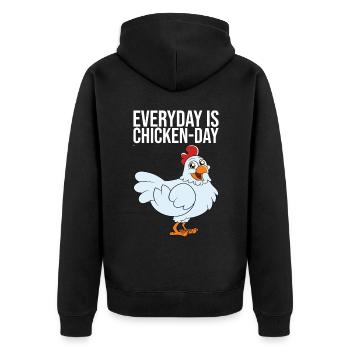 Everyday Is Chickenday - Unisex Premium Organic Zip Hoodie - black - Back - Nico (187cm)