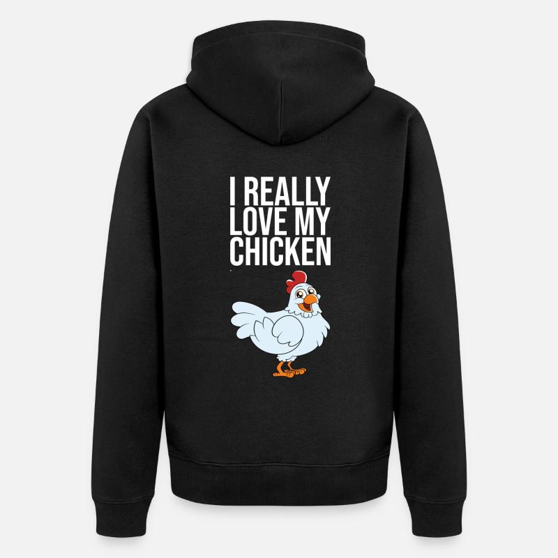 J’aime vraiment mon poulet - Veste à capuche bio Premium Unisexe - noir